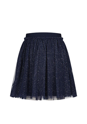 Blue Seven Mini Girl Tulle Glitter Skirt, Navy