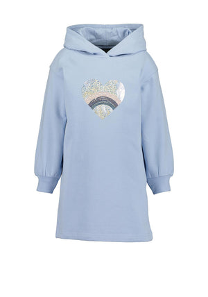 Blue Seven Mini Girl Heart Hooded Sweater Dress, Blue