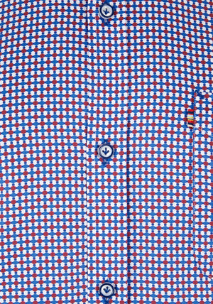 Andre Boston Long Sleeve Geo Print Shirt, Blue & Burgundy