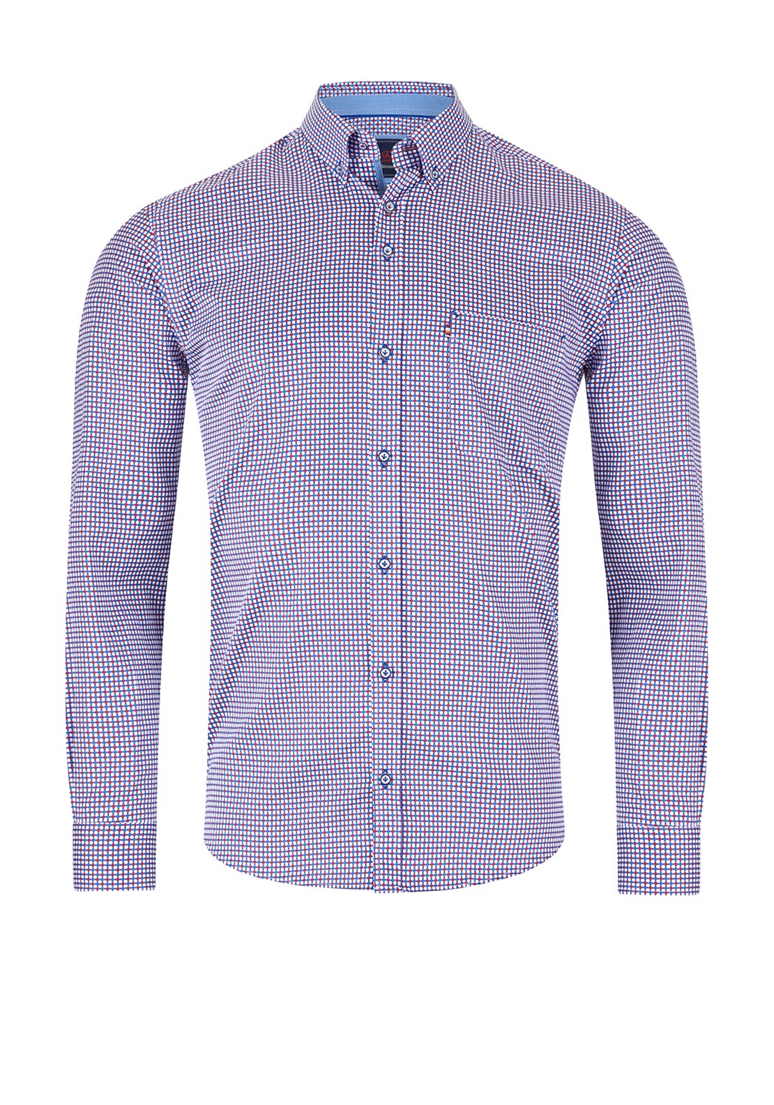 Andre Boston Long Sleeve Geo Print Shirt, Blue & Burgundy