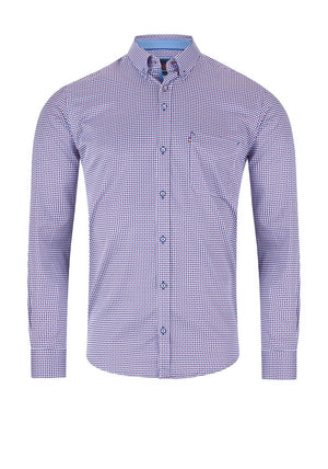 Andre Boston Long Sleeve Geo Print Shirt, Blue & Burgundy
