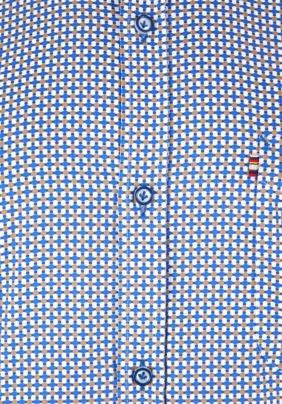 Andre Boston Long Sleeve Geo Print Shirt, Blue & Ecru