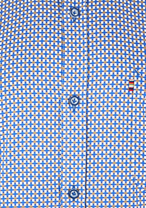 Andre Boston Long Sleeve Geo Print Shirt, Blue & Ecru