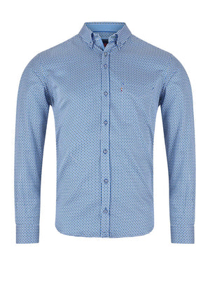 Andre Boston Long Sleeve Geo Print Shirt, Blue & Green