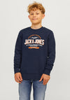 Jack & Jones Mini Boy Logo Long Sleeve Sweater, Navy Blazer