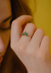 Burren Jewellery Five Points to Love Ring, Gold & Emerald