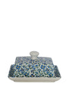 Shannonbridge Butter Dish and Tray, Blue Daisy