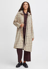 b.young Avan Check Long Raincoat, Beige Multi