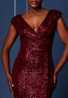 Jolie Moi Sequin Wrap Fishtail Maxi Dress, Burgundy