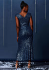Jolie Moi Sequin Wrap Fishtail Maxi Dress, Blue