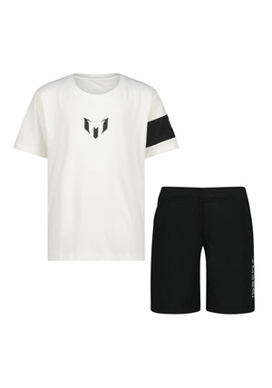 Vingino X Messi Logo Tee and Short Set, White