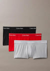 Calvin Klein 3 Pack Icon Cotton Stretch Low Rise Trunks, Red Multi