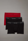 Calvin Klein 3 Pack Modern Cotton Strech Trunks, Red Multi