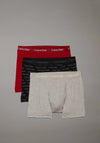 Calvin Klein Cotton Stretch 3 Pack Trunks, Red Multi
