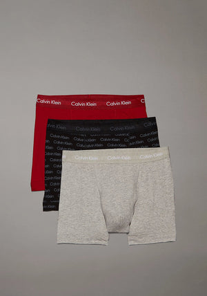 Calvin Klein Cotton Stretch 3 Pack Trunks, Red Multi