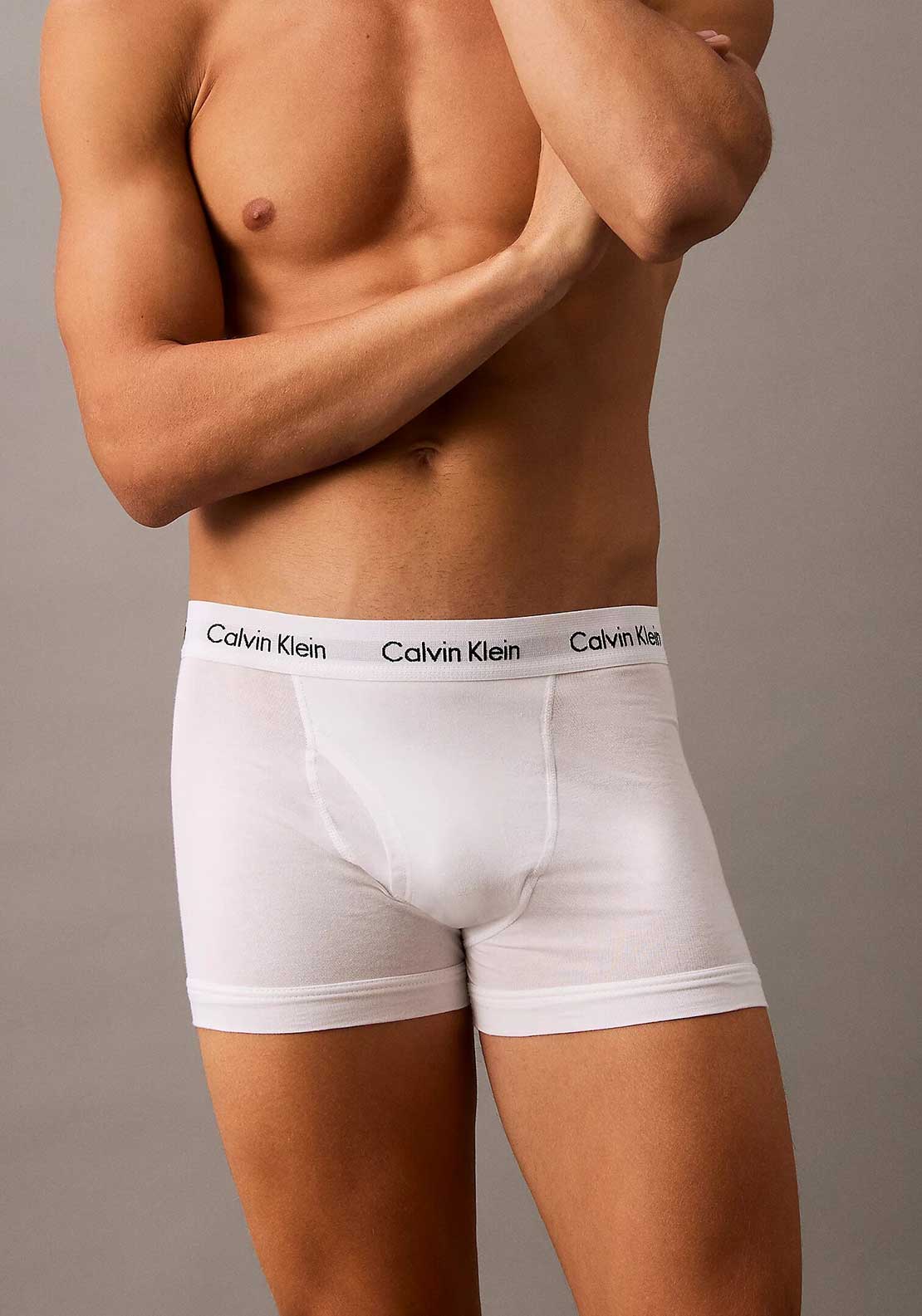 Calvin Klein Icon Cotton Stretch 3 Pack Relaxed Fit Trunks, White Multi