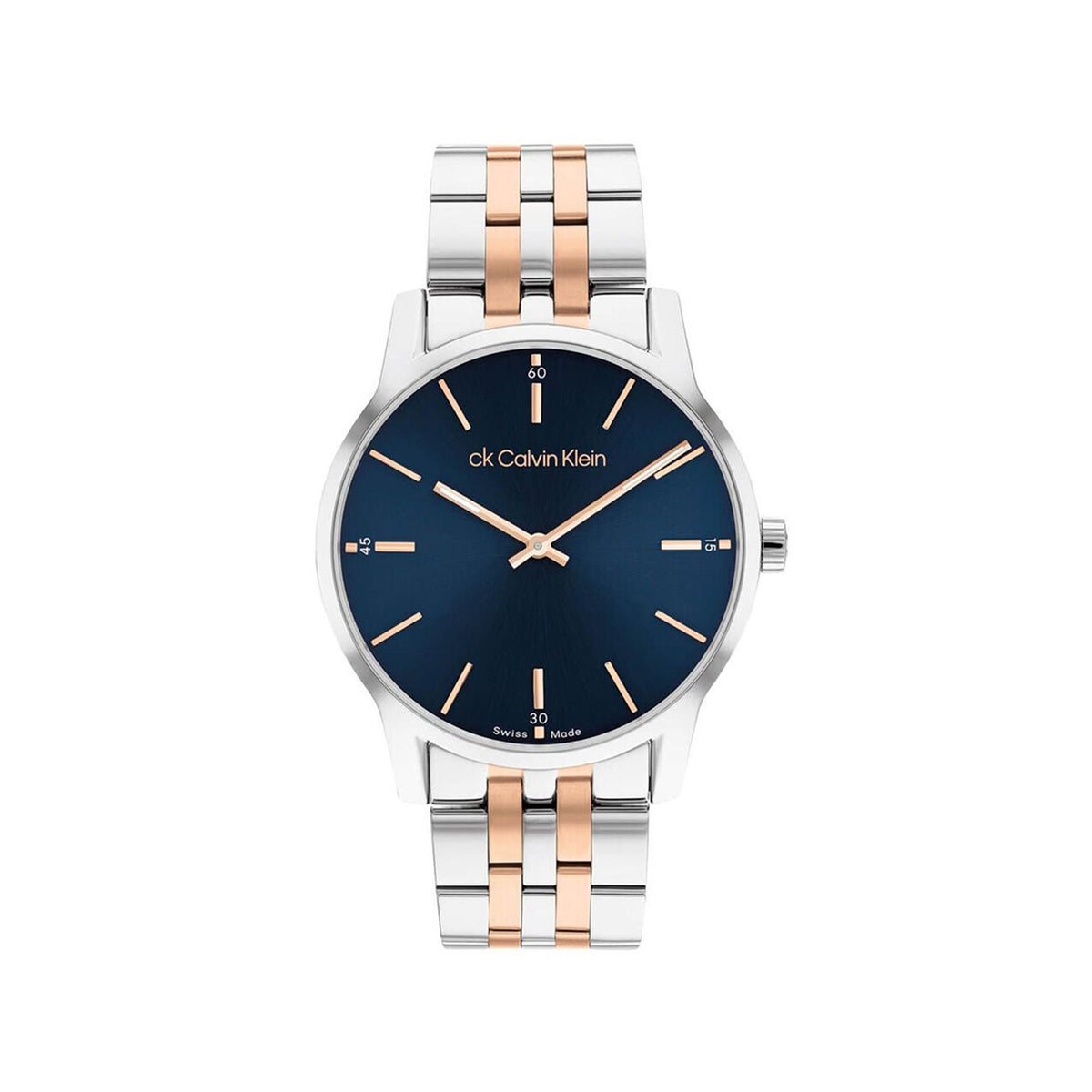 Calvin Klein Men's Timeless Dressed Two-Tone Watch, Silver & Rose Gold