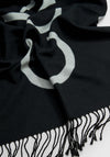 Calvin Klein Fringe Logo Scarf, Black