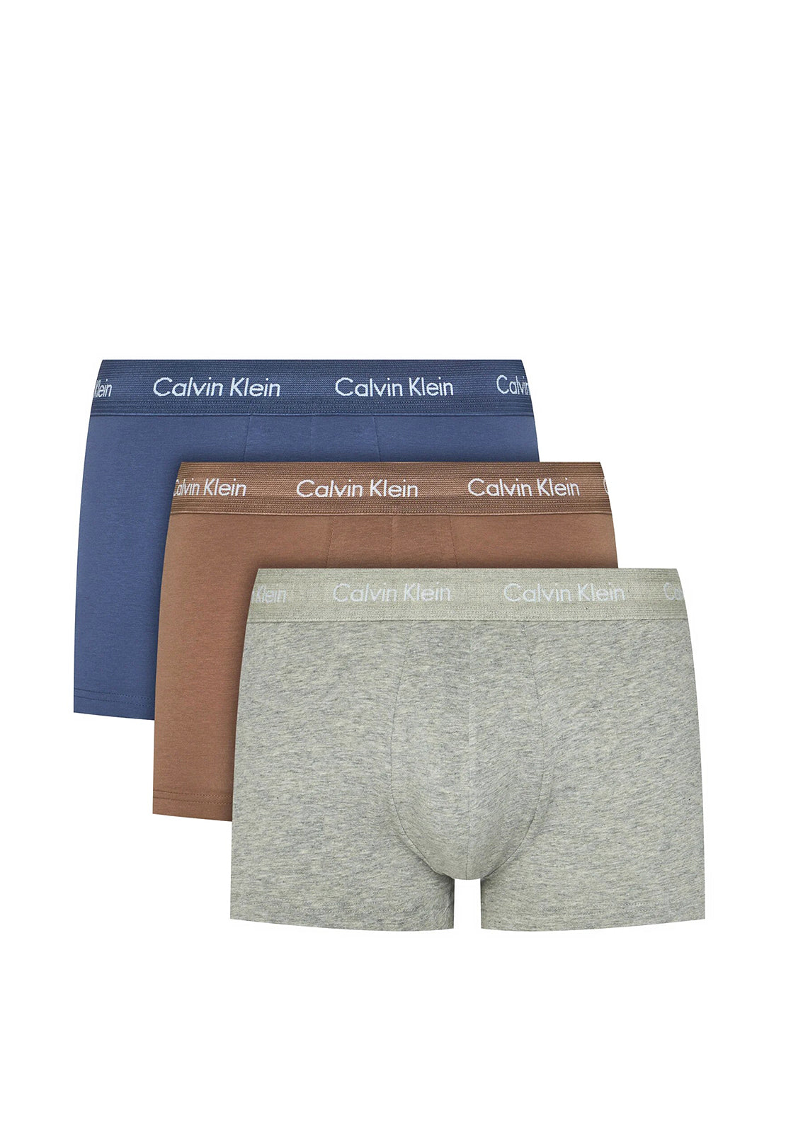 Calvin Klein Cotton Stretch 3 Pack Low Rise Trunks, Grey Multi