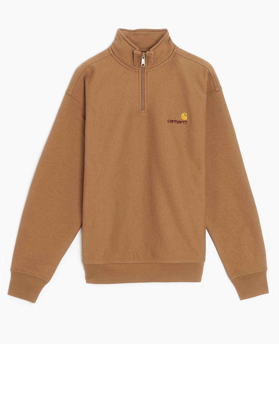 Carhartt WIP American Script Half Zip Sweatshirt, Hamilton Brown