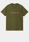 Carhartt WIP Script T-Shirt, Dundee & Glassy Pink