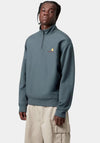 Carhartt WIP American Script Quarter Zip Sweatshirt, Office Blue