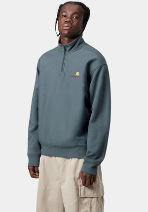 Carhartt WIP American Script Quarter Zip Sweatshirt, Office Blue