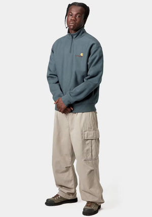 Carhartt WIP American Script Quarter Zip Sweatshirt, Office Blue