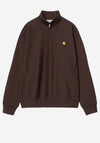 Carhartt WIP American Script Quarter Zip Sweatshirt, Dark Brown