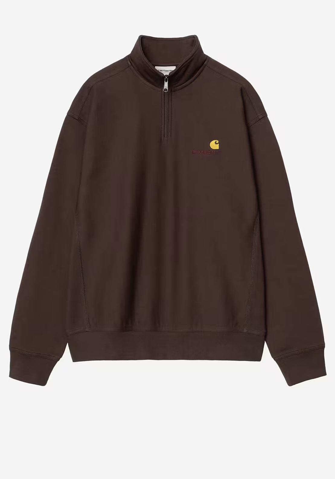Carhartt WIP American Script Quarter Zip Sweatshirt, Dark Brown