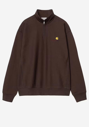 Carhartt WIP American Script Quarter Zip Sweatshirt, Dark Brown