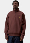 Carhartt WIP American Script Quarter Zip Sweatshirt, Burgundy