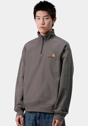 Carhartt WIP American Script Quarter Zip Sweatshirt, Grey