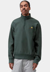 Carhartt WIP American Script Quarter Zip Sweatshirt, Kale Green