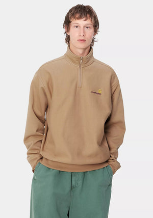 Carhartt WIP American Script Quarter Zip Sweatshirt, Tan