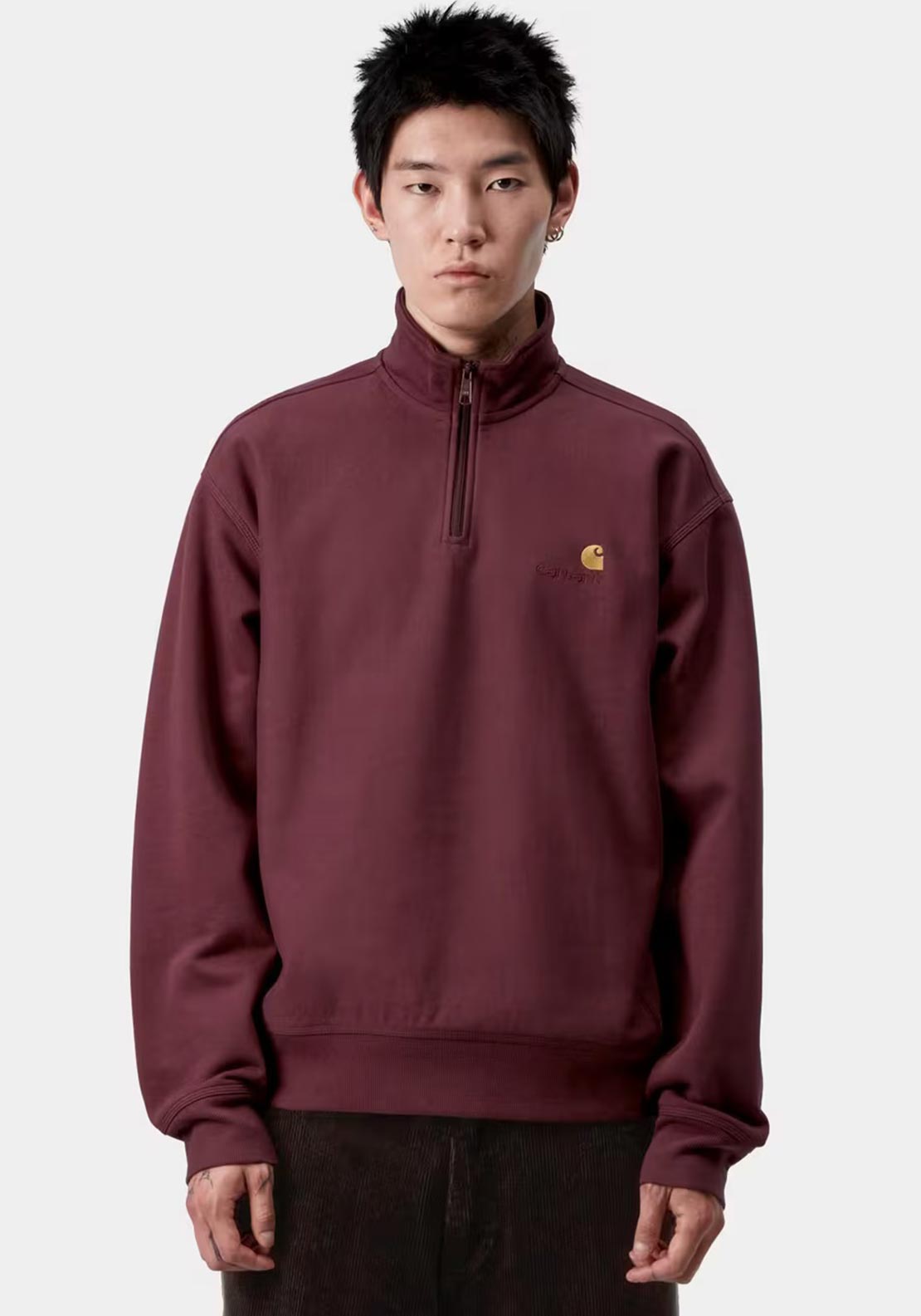 Carhartt WIP American Script Quarter Zip Sweatshirt, Wine