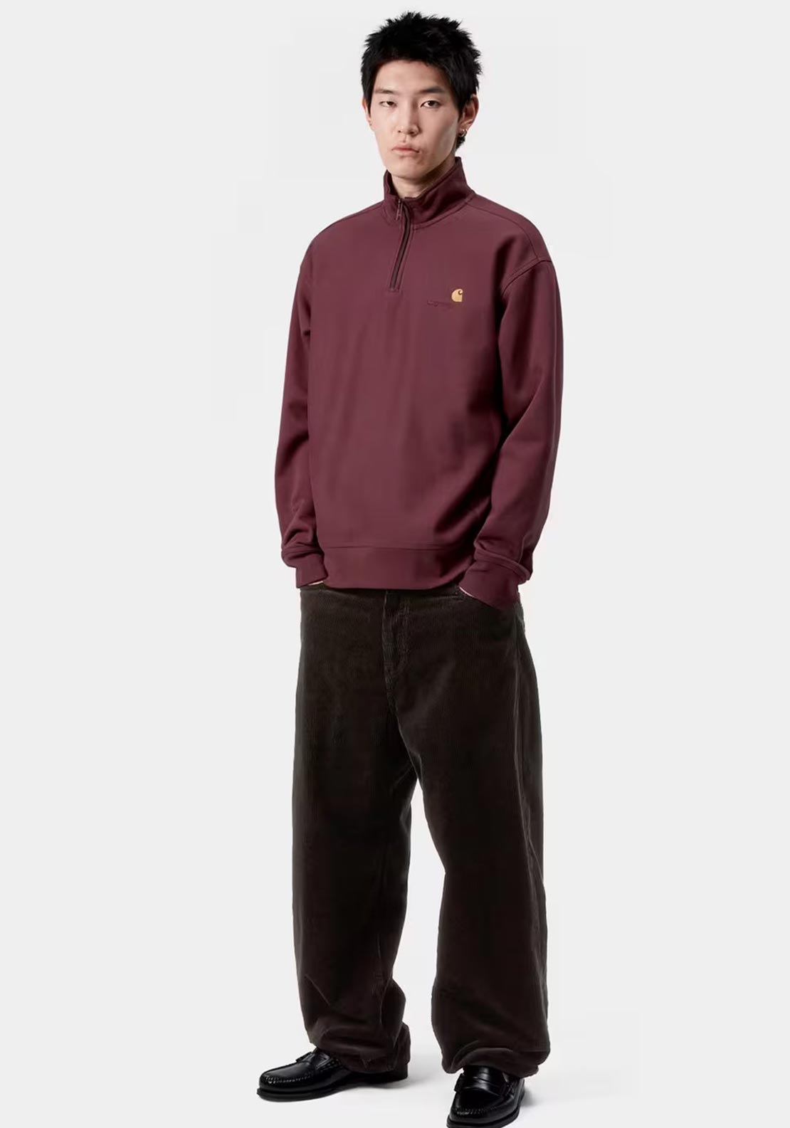Carhartt WIP American Script Quarter Zip Sweatshirt, Wine