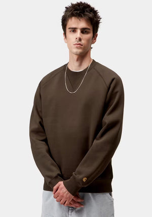 Carhartt WIP Chase Crew Neck Sweatshirt, Tobacco Brown