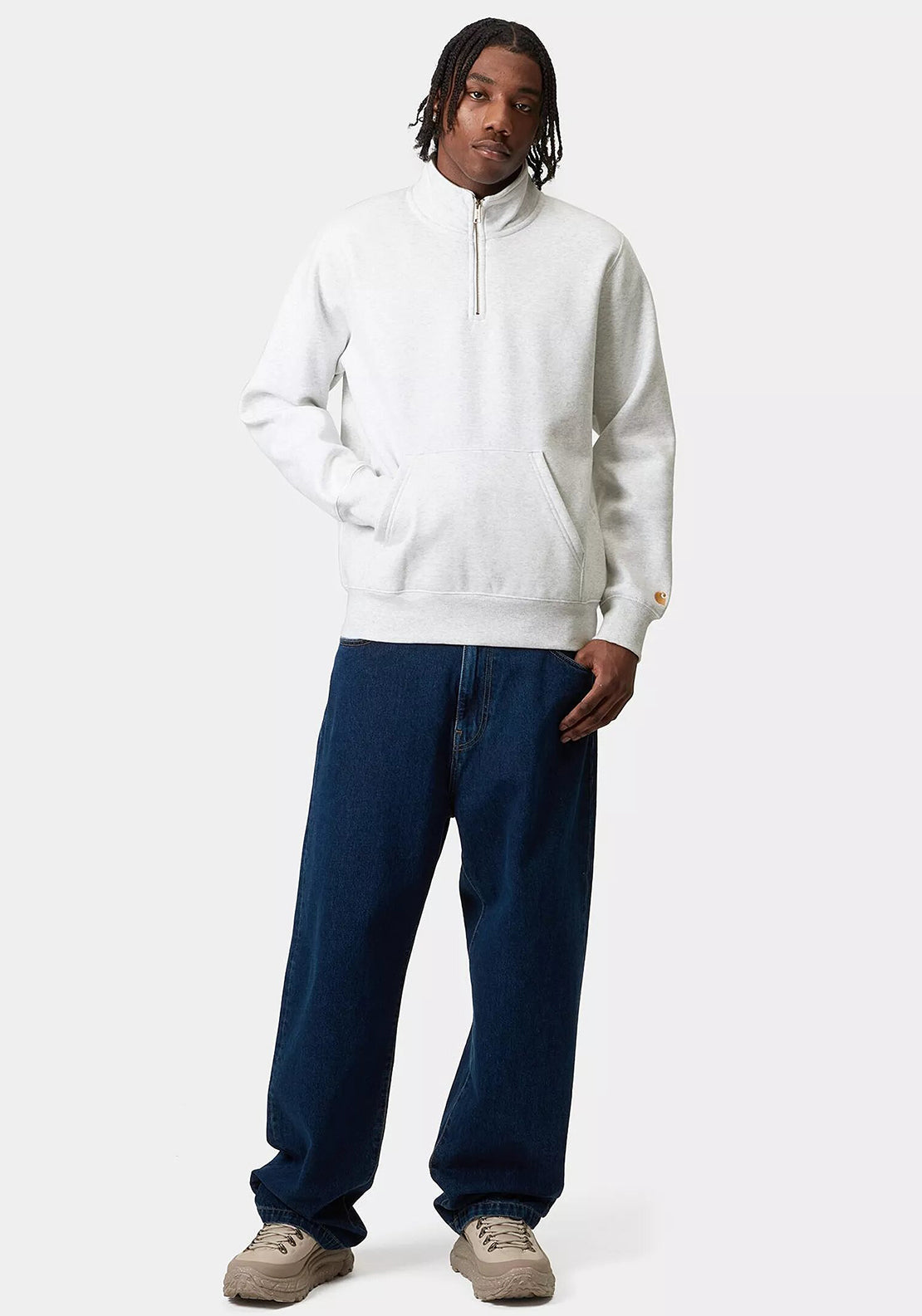 Clubhaus グレー モックネック SweatShirt XL Carhartt WIP Chase Quarter Zip Sweatshirt, Ash Heather Grey