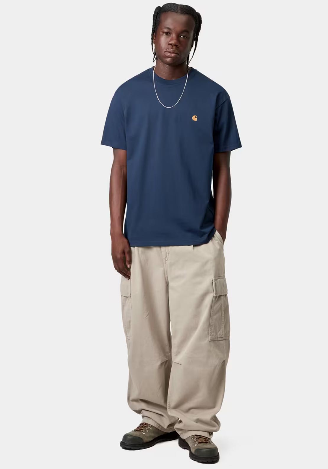 Carhartt WIP Chase Crew Neck T-Shirt, Dark Blue