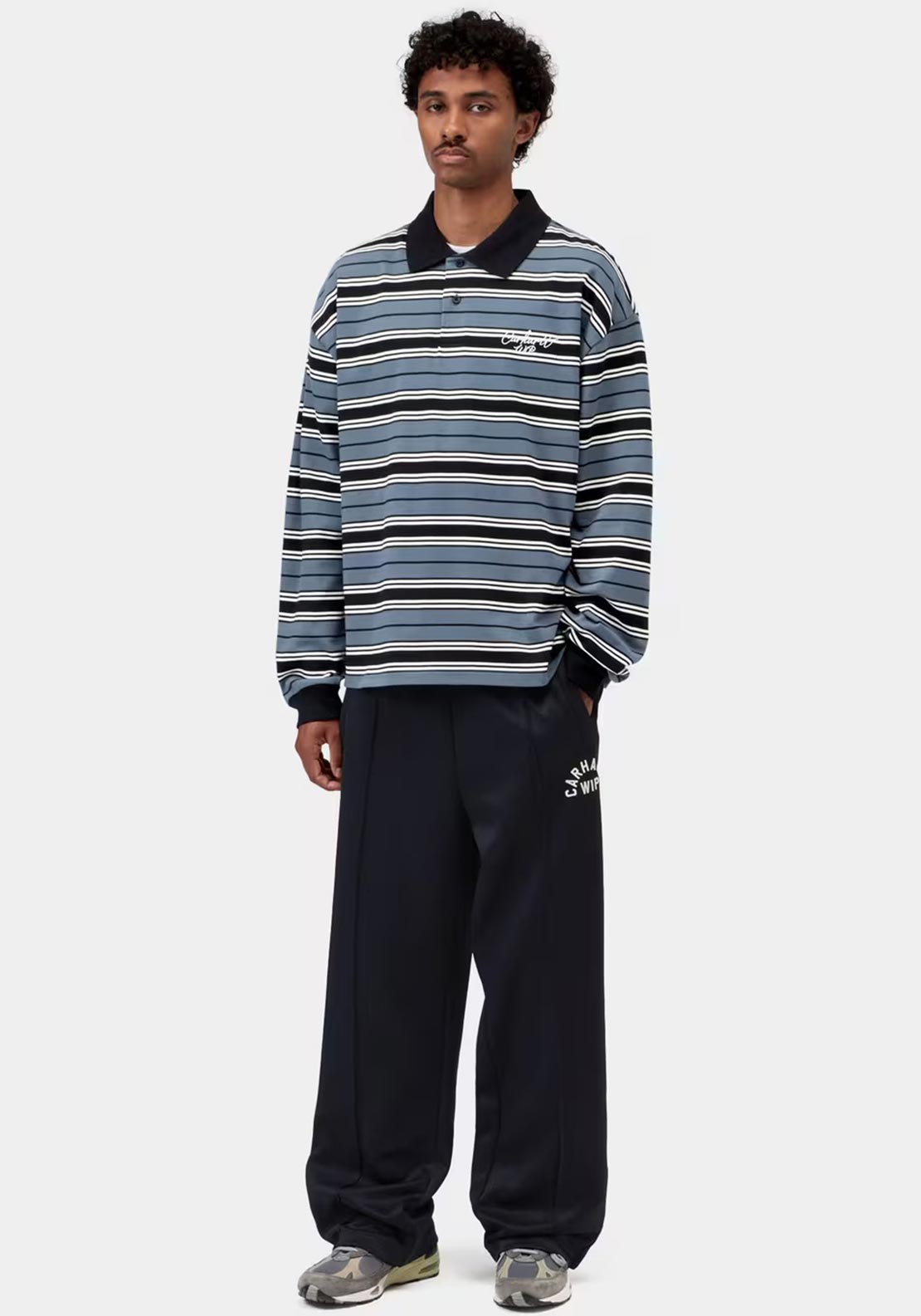 Carhartt WIP Devitt Stripe Rugby Shirt, Ice Blue