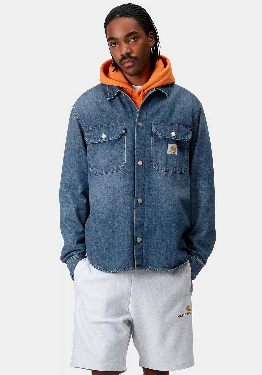 Carhartt WIP Harvey Denim Shirt Jacket, Dark Blue Wash - McElhinneys