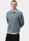 Carhartt WIP Miles Long Sleeve Knit Polo Shirt, Shady Blue