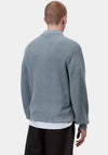 Carhartt WIP Miles Long Sleeve Knit Polo Shirt, Shady Blue