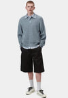 Carhartt WIP Miles Long Sleeve Knit Polo Shirt, Shady Blue