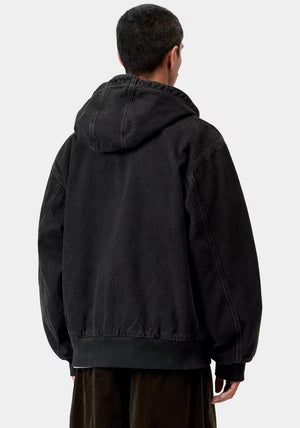 Carhartt WIP OG Active Denim Hooded Jacket, Stone Washed Black