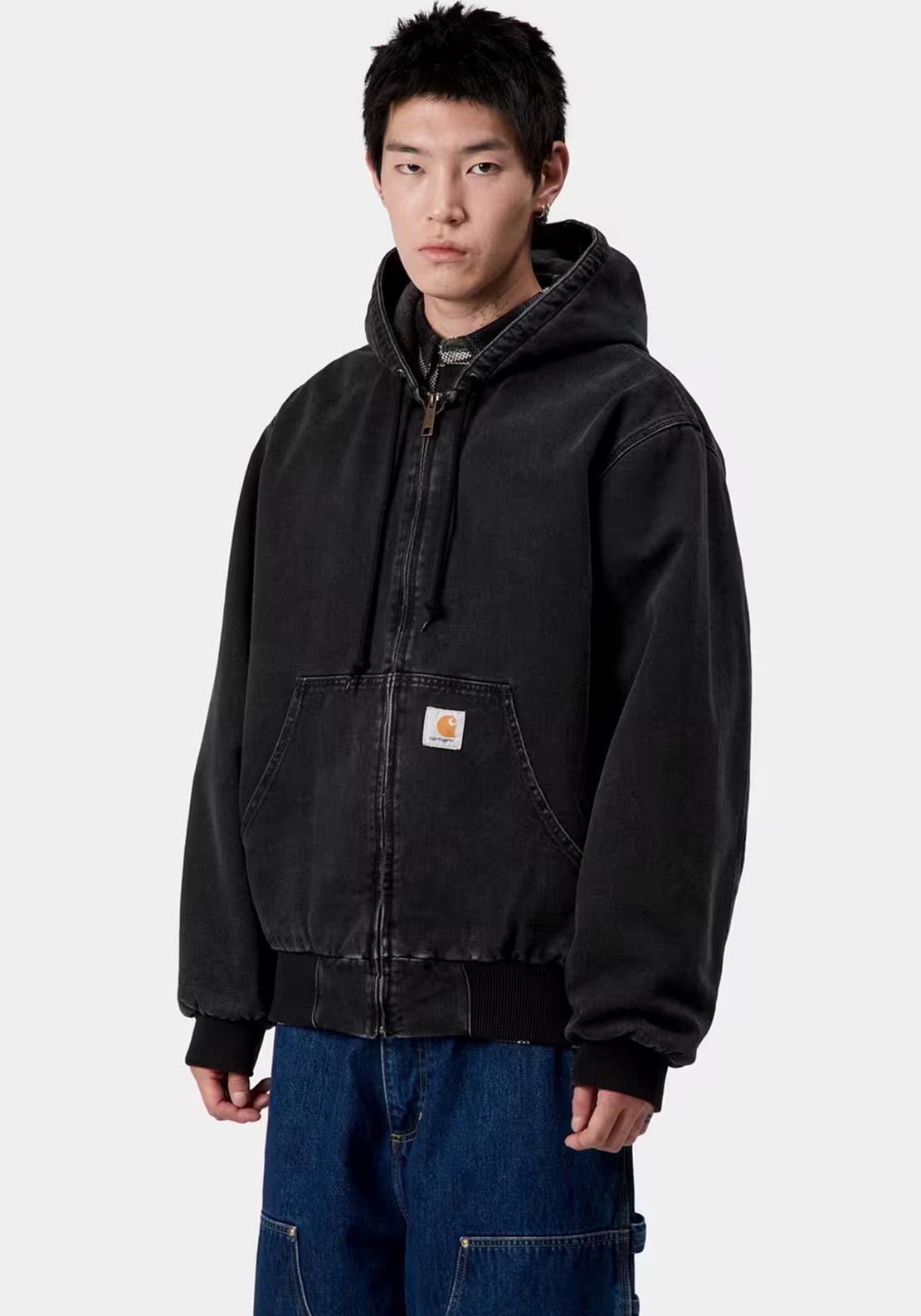 Carhartt WIP OG Active Winter Jacket, Black Stone Washed - McElhinneys