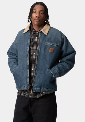 Carhartt WIP OG Detroit Jacket, Washed Denim & Brown