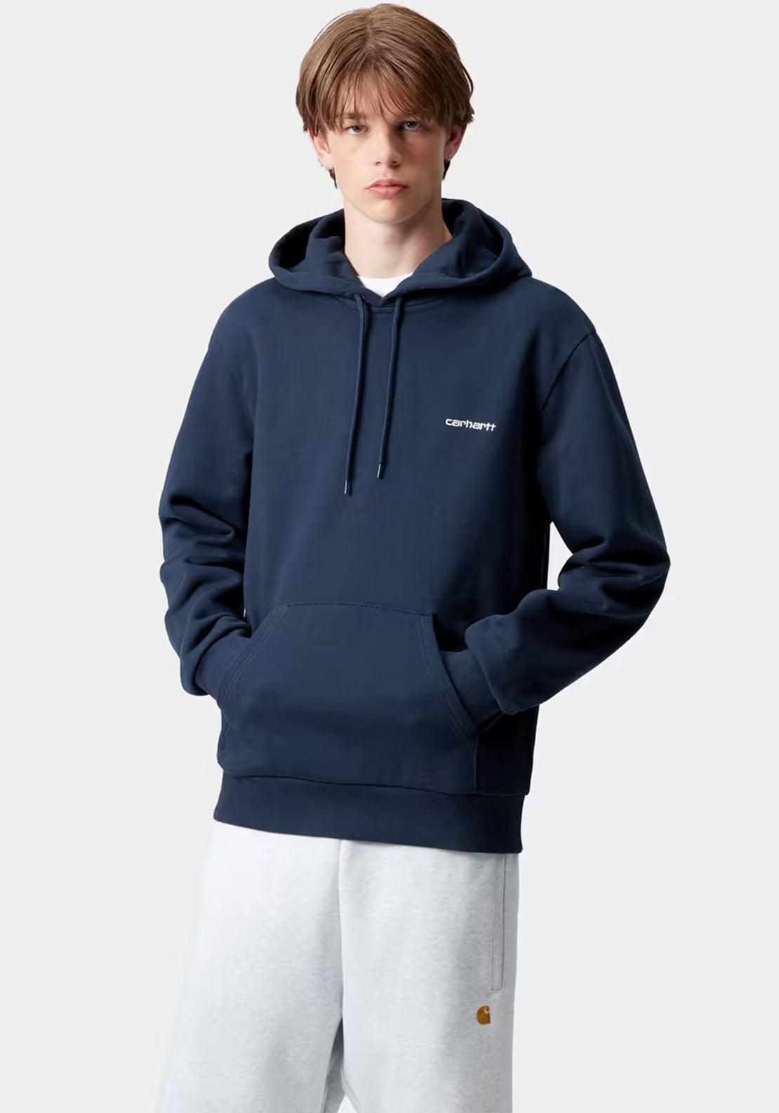 Carhartt WIP Script Embroidery Hoodie, Dark Blue