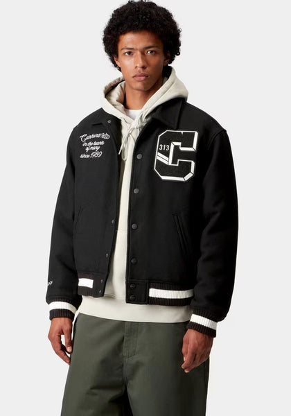 Carhartt WIP World Class Varsity Jacket, Black - McElhinneys